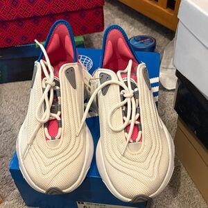 Adidas Cream and Pink Athletic Shoes size 6.5 but can fit to size 7